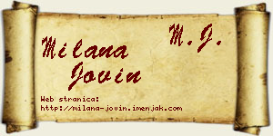 Milana Jovin vizit kartica
